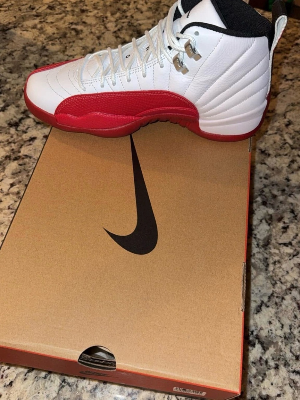 Nike White and Red Retro High-Top Jordan Cherry 12’s